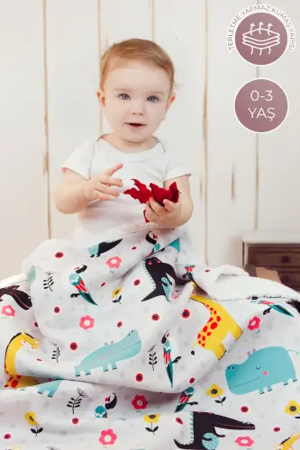 Fluffy Bebek Battaniyesi 80x100 Cm Animal Kundak Puset Çift Taraflı Koyun Tüyü Battaniye 100x80-Çok Renkli - 4