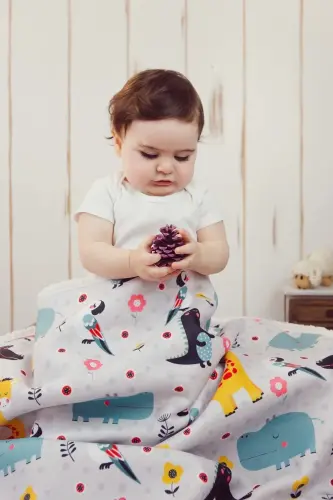 Fluffy Bebek Battaniyesi 80x100 Cm Animal Kundak Puset Çift Taraflı Koyun Tüyü Battaniye 100x80-Çok Renkli - 5