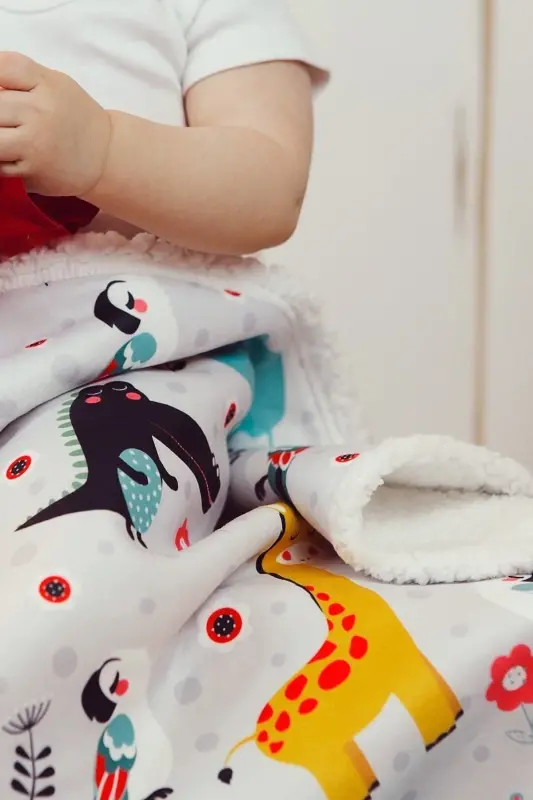 Fluffy Bebek Battaniyesi 80x100 Cm Animal Kundak Puset Çift Taraflı Koyun Tüyü Battaniye 100x80-Çok Renkli - 6