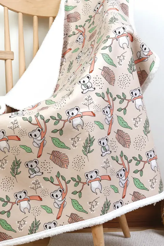 Fluffy Bebek Battaniyesi 80x100 Cm Koala Kundak Puset Çift Taraflı Koyun Tüyü Battaniye 100x80-Açık Toprak - 6