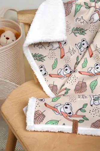 Fluffy Bebek Battaniyesi 80x100 Cm Koala Kundak Puset Çift Taraflı Koyun Tüyü Battaniye 100x80-Açık Toprak - 5