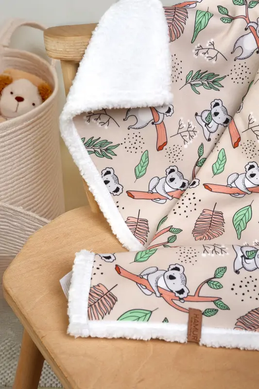 Fluffy Bebek Battaniyesi 80x100 Cm Koala Kundak Puset Çift Taraflı Koyun Tüyü Battaniye 100x80-Açık Toprak - 5