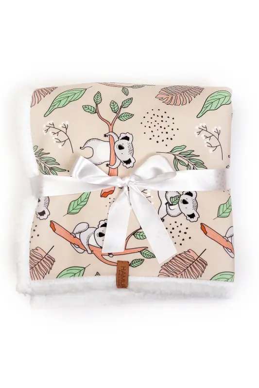 Fluffy Bebek Battaniyesi 80x100 Cm Koala Kundak Puset Çift Taraflı Koyun Tüyü Battaniye 100x80-Açık Toprak - 2