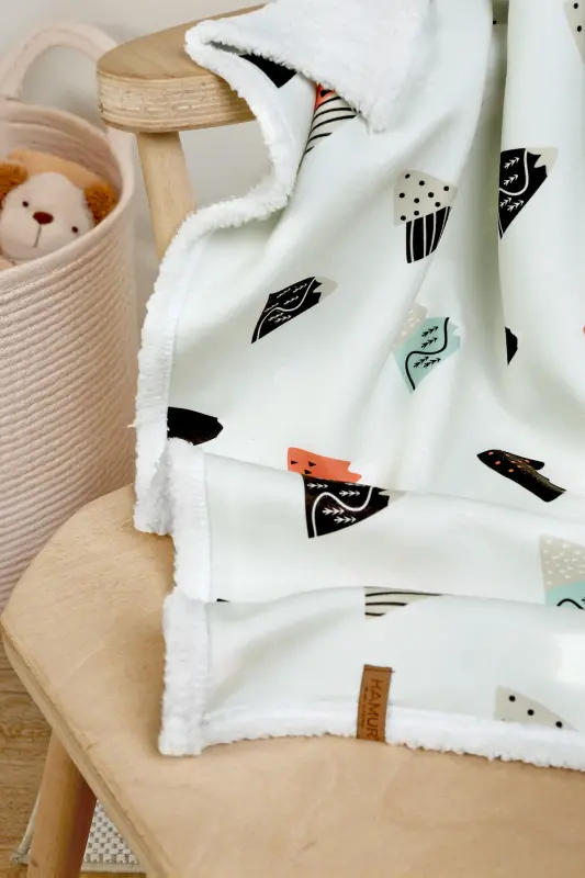 Fluffy Bebek Battaniyesi 80x100 Cm Poyraz Kundak Puset Çift Taraflı Koyun Tüyü Battaniye 100x80-Mint - 4