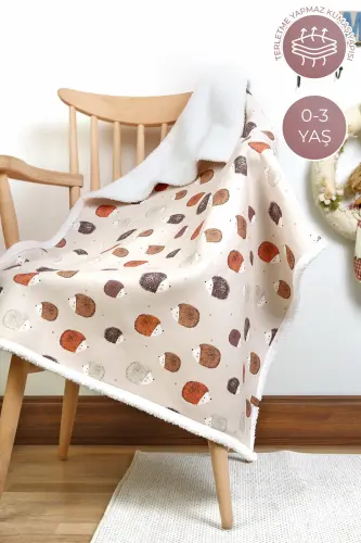 Fluffy Bebek Battaniyesi 80x100 Cm Urcin Kundak Puset Çift Taraflı Koyun Tüyü Battaniye 100x80-Açık Kahve - 4