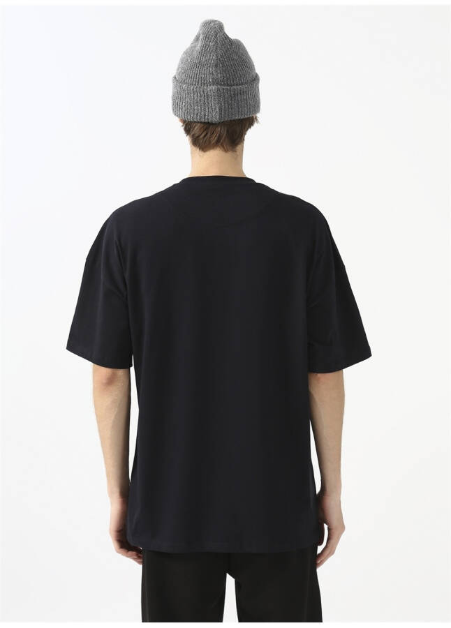 Fluffy Bisiklet Yaka Oversize Lacivert Erkek T-Shirt - 11