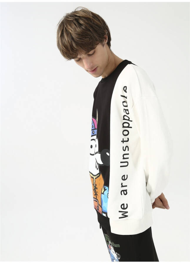 Fluffy Crew Neck Oversized Black Men's Sweatshirt FLUFFY-E-18 - 8