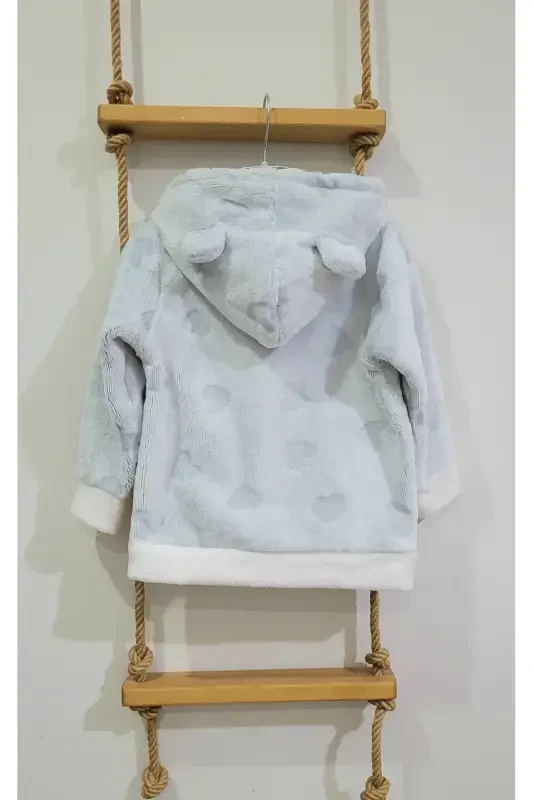 Fluffy Hooded Plush Welsoft Baby-Kids Jacket - Cardigan 2-4 Years / Heart-White - 1