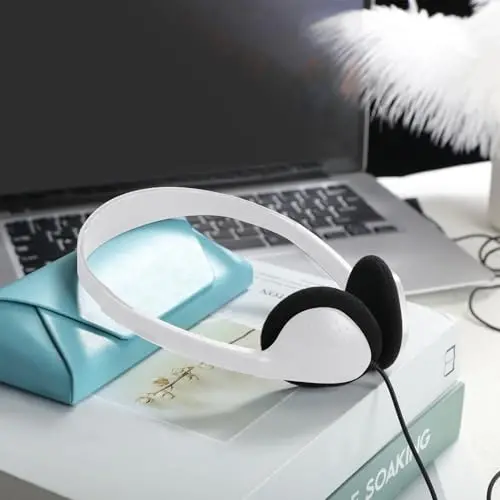 Flutesan 20 Pack Eshitish vositalari Sinf xonasi Maktab o'quvchilari Kutubxonalar uchun simli quloqchinlar Bosh quloqchinlar Sinf Bolalar O'smirlar O'g'il qizlar Kattalar uchun (Oq) - 7