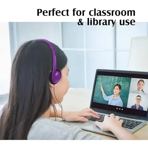 Flutesan 20 Pack Headphones Bulk for Classroom School Students Libraries Wired On Ear Headphones Over The Head Earphones for Class Children Teen Boys Girls Adults (Purple) - 2