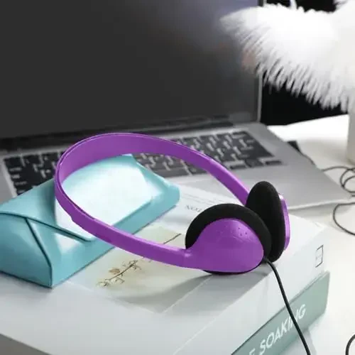 Flutesan 20 Pack Headphones Bulk for Classroom School Students Libraries Wired On Ear Headphones Over The Head Earphones for Class Children Teen Boys Girls Adults (Purple) - 7