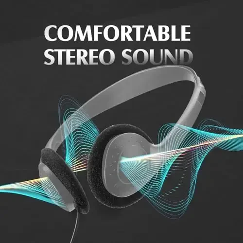 Flutesan 20 Pack Headphones Bulk for Classroom School Students Libraries Wired On Ear Headphones Over The Head Earphones for Class Children Teen Boys Girls Adults(Gray) - 5