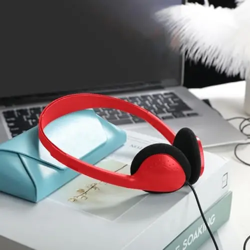 Flutesan 20 Pack Headphones Bulk Libraries Wired on Ear Headphones Over The Head Earphones for Boys Girls Adults(Red) - 4