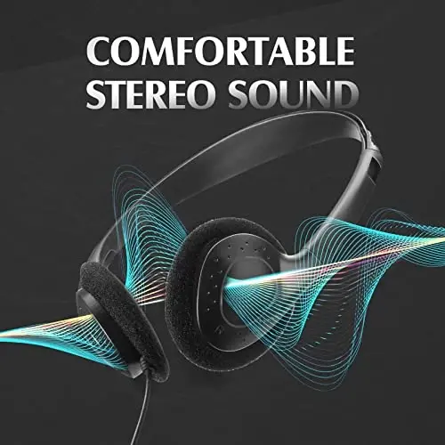 Flutesan 20 Pack Headphones Bulk Libraries Wired on Ear Headphones Over The Head Earphones for Boys Girls Adults(Black) - 3