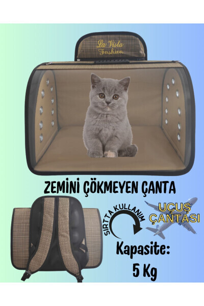 Flybag Tomris Khaki Pet Carrier Backpack for Cats and Dogs - LAVİSTA