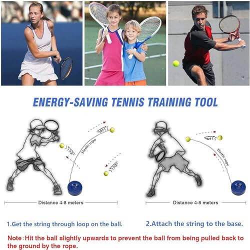 Flybomb Portable Solo Tennis Trainer Set, 3 Replacement Rebound Balls, & Wristband & Overgrip & Ring & Damper for Self Tennis Practice Training Tool for Adults or Kids Beginners - 3