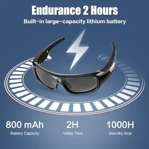 FlyGift 4K 2160P FHD Sports & Action Video Camera, Camera Sunglasses with UV400 Protection Polarized Lenses+Clear/Dazzle Yellow Lens for for Outdoor Sports(64GB TF Card Included) - 4