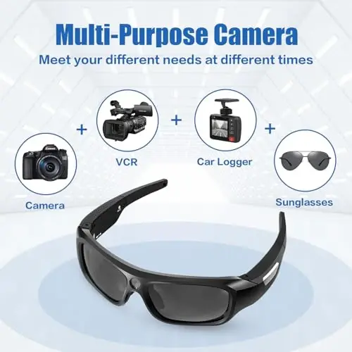 FlyGift 4K 2160P FHD Sports & Action Video Camera, UV400 himoya polarizatsiyalangan linzalari+Ochiq/yorqin sariq linzalari bo'lgan kamera ko'zoynaklari, ochiq sport turlari uchun (64GB TF karta ichida) - FLYGIFT (1)