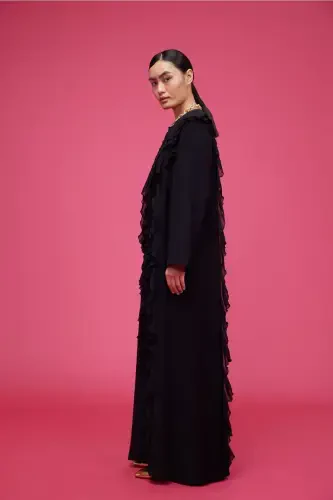 Flywheel Striped Abaya Black-Black - 5