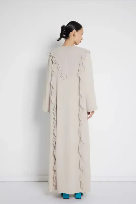 Flywheel Striped Abaya Nude-Nude - 5