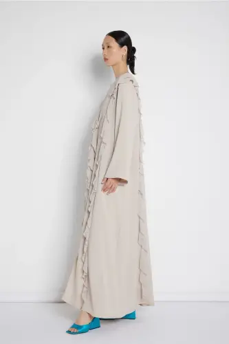 Flywheel Striped Abaya Nude-Nude - 3