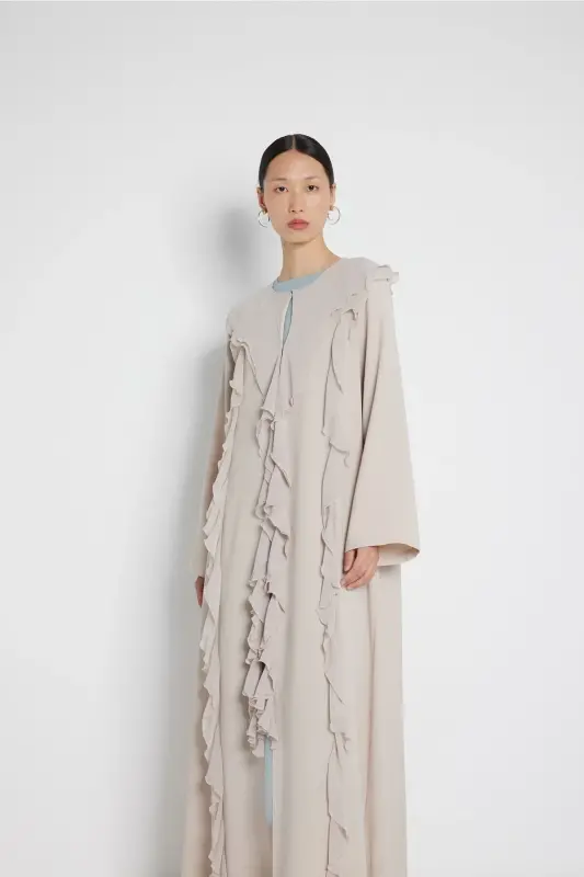 Flywheel Striped Abaya Nude-Nude - 4