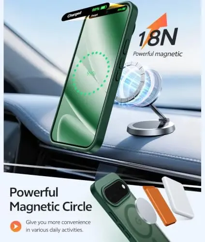 FNTCASE 11 Pro XL g'ilofi, Magsafe mos, Yashil ekran himoyachisi | Shaffof mat magnit orqa qism, 14FT Harbiy darajadagi tushishdan himoya, Zarbaga chidamli telefon qoplami, Yashil - 2