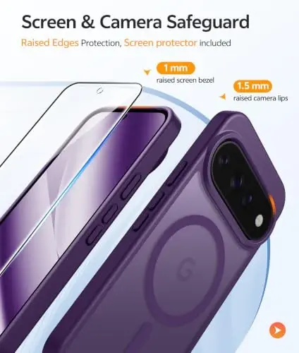 FNTCASE 11 Pro XL g'ilofi, Magsafe uchun, Binafsharang ekran himoyachisi | Yarim shaffof mat magnit orqa qism, 14FT harbiy darajadagi tushishdan himoya, Zarbga chidamli telefon g'ilofi, Binafsharang - 3