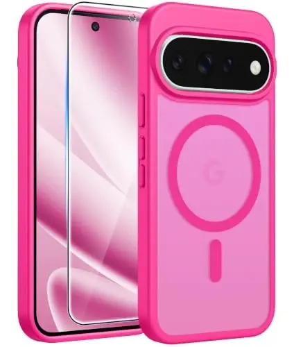 FNTCASE 11 Pro XL G'ilofi, Magsafe uchun mos, Ekran himoyachisi To'q pushti | Yarim shaffof mat magnit orqa panel, 14FT Harbiy darajadagi tushishdan himoya, Zarbga chidamli telefon g'ilofi, To'q pushti - 1