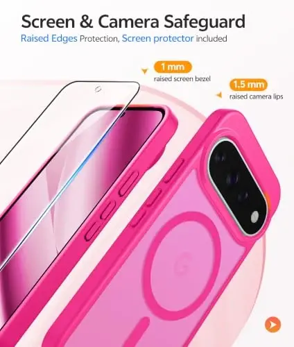 FNTCASE 11 Pro XL G'ilofi, Magsafe uchun mos, Ekran himoyachisi To'q pushti | Yarim shaffof mat magnit orqa panel, 14FT Harbiy darajadagi tushishdan himoya, Zarbga chidamli telefon g'ilofi, To'q pushti - 3