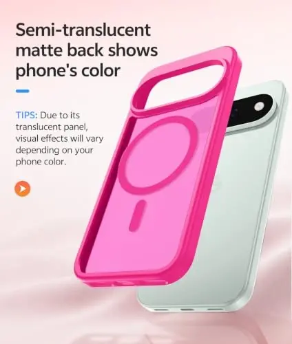 FNTCASE 11 Pro XL G'ilofi, Magsafe uchun mos, Ekran himoyachisi To'q pushti | Yarim shaffof mat magnit orqa panel, 14FT Harbiy darajadagi tushishdan himoya, Zarbga chidamli telefon g'ilofi, To'q pushti - 4