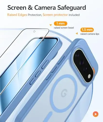 FNTCASE 11 Pro XL Kılıf, Magsafe Uyumlu, Açık Mavi Ekran Koruyucu | Yarı Saydam Mat Manyetik Arka Yüzey, 14FT Askeri Sınıf Düşme Koruması, Darbeye Dayanıklı Koruyucu Telefon Kılıfı, Açık Mavi - 3