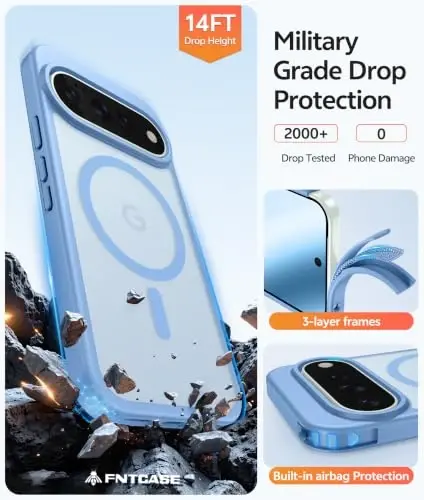 FNTCASE 11 Pro XL Kılıf, Magsafe Uyumlu, Açık Mavi Ekran Koruyucu | Yarı Saydam Mat Manyetik Arka Yüzey, 14FT Askeri Sınıf Düşme Koruması, Darbeye Dayanıklı Koruyucu Telefon Kılıfı, Açık Mavi - 5