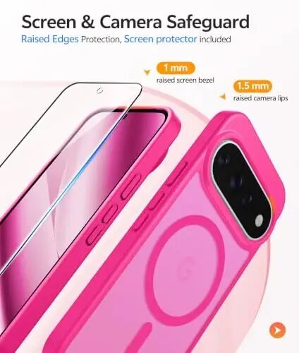FNTCASE 11 Pro XL Kılıf, Magsafe Uyumlu, Ekran Koruyucu Sıcak Pembe | Yarı Saydam Mat Manyetik Arka, 14FT Askeri Sınıf Düşme Koruması, Darbeye Dayanıklı Koruyucu Telefon Kılıfı, Sıcak Pembe - 3