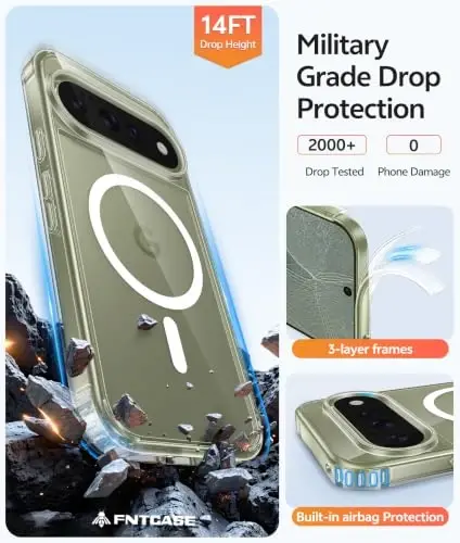 FNTCASE 11 Pro XL Kılıf, Magsafe Uyumlu, Şeffaf Ekran Koruyucu | Sararmaz Manyetik Arka, 14FT Askeri Sınıf Düşme Koruması, Darbeye Dayanıklı Koruyucu Telefon Kapağı, Şeffaf - 4