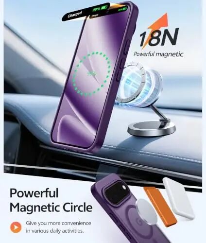 FNTCASE 11 Pro XL Kılıfı, Magsafe Uyumlu, Ekran Koruyuculu Mor | Yarı Saydam Mat Manyetik Arka Yüzey, 14FT Askeri Sınıf Düşme Koruması, Darbeye Dayanıklı Koruyucu Telefon Kapağı, Mor - 2