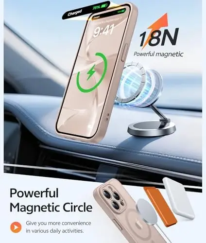FNTCASE для чехла iPhone 15 Pro Max: [Совместимость с Magsafe] Прозрачные матовые чехлы с [полной защитой камеры] [защитной пленкой для экрана] Ударопрочный защитный чехол военного класса - Desert Gold - 3