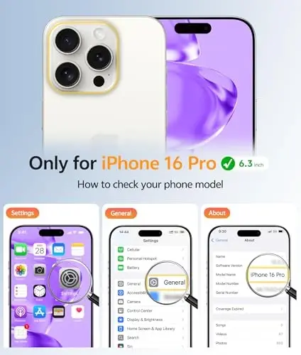 FNTCASE для чехла iPhone 16 Pro: [Совместимо с Magsafe] Полупрозрачные матовые чехлы с [Полной защитой камеры] [Защитным стеклом] Ударопрочный защитный чехол военного класса - Фиолетовый - 2