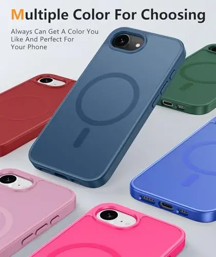 FNTCASE для чехла iPhone 17e: Чехол для телефона iPhone 16e [Совместимо с Magsafe] Матовые чехлы с [Защитной пленкой] Ударопрочный защитный чехол для телефона военного класса - Полный синий - 4