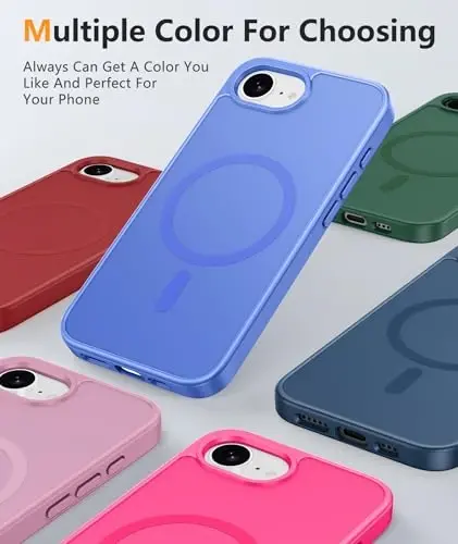 FNTCASE для чехла iPhone 17e: Чехол для телефона iPhone 16e [Совместимо с Magsafe] Матовые чехлы с [Защитным экраном] Ударопрочный защитный чехол для телефона военного класса - Полный ультрамариновый - 4