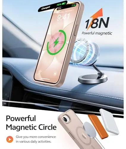 FNTCASE для чехла iPhone 17e: Чехол для телефона iPhone 16e [Совместимо с Magsafe] Полупрозрачные матовые чехлы с [Защитным экраном] Ударопрочный защитный чехол военного класса - Пустынное золото - 3