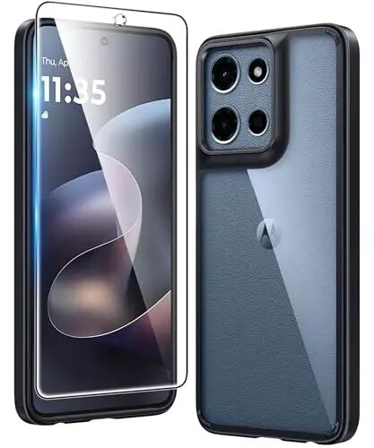 FNTCASE для чехла Moto G 2026/2025: для чехла Moto G Play 2026, защита от пожелтения, противоударный, прочный, прозрачный тонкий чехол для мобильного телефона, 6,7 дюйма (черный) - 1