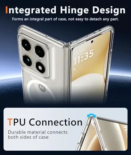 FNTCASE для чехла Motorola Razr Fold: Магнитные прозрачные чехлы, совместимые с Magsafe, военного класса защиты от падений и пожелтения - Противоударный защитный бампер Прозрачный чехол для телефона - 2