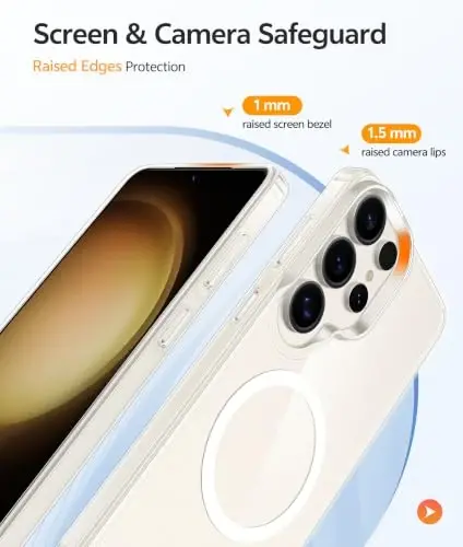 FNTCASE для чехла Samsung Galaxy S23 Ultra: [Подходит для Magsafe] Магнитный, против пожелтения, прозрачный, прозрачный, против отпечатков пальцев, чехол для сотового телефона, противоударный защитный чехол военного класса - 4