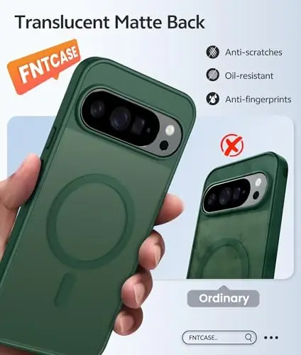 FNTCASE для Google Pixel 10 Pro Case: для Pixel 10 Case [Подходит для Magsafe] Полупрозрачные матовые чехлы с [Защитной пленкой] Военный класс Противоударный защитный магнитный чехол для телефона (6,3 дюйма - Зеленый) 