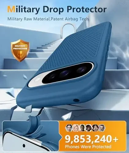 FNTCASE для Google Pixel 10/10 Pro Case: для Pixel 9/9 Pro Soft TPU Protective Lightweight Duty Cell Phone Cover Shockproof Rugged with Non Slip Textured - Military Protection Bumper Tough, Blue - 4