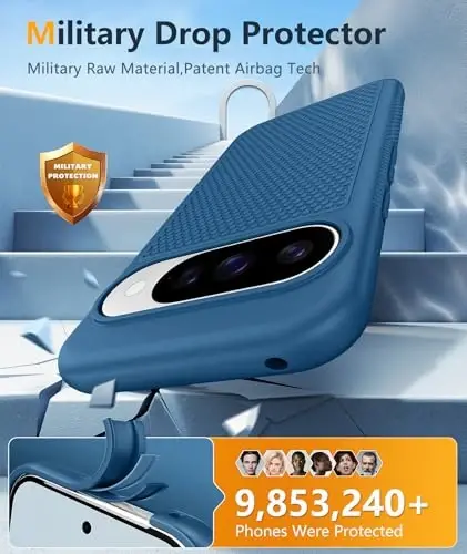 FNTCASE для Google Pixel 10/10 Pro Case: для Pixel 9/9 Pro Soft TPU Protective Lightweight Duty Cell Phone Cover Shockproof Rugged with Non Slip Textured - Military Protection Bumper Tough, Blue - 4