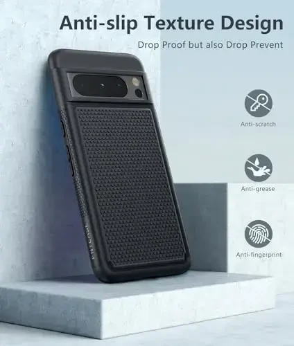 FNTCASE для Google Pixel 8-Pro: двухслойный противоударный защитный чехол для телефона | Нескользящая текстурированная задняя панель | Защитный бампер военного класса | Сверхпрочный прочный - 5