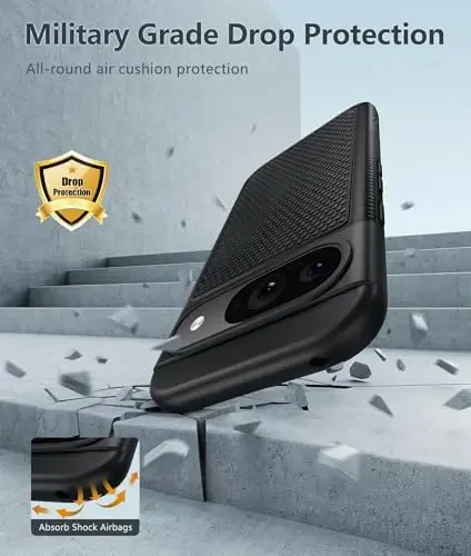 FNTCASE для Google Pixel 9: Pixel 9 Pro, двухслойный защитный чехол для телефона с текстурированной нескользящей задней панелью – ударопрочный, прочный бампер для военной защиты, черный - 4