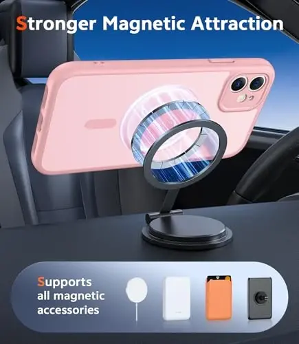 FNTCASE для iPhone 11 Чехол Матовый: Магнитные Чехлы для Телефона Совместимы с Magsafe Тонкий Анти-Желтый Военный Класс Защита от Падения Прочный Ударопрочный Защитный Полупрозрачный Чехол (C-Розовый) - 4